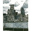 London City View two-colour linocut print