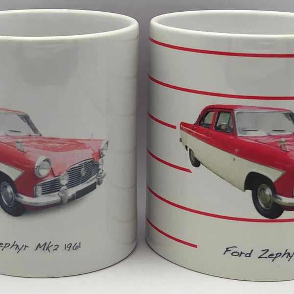 Ford Zephyr Mk2 1961 - 11oz Ceramic Mug - Plain or Stripe Design
