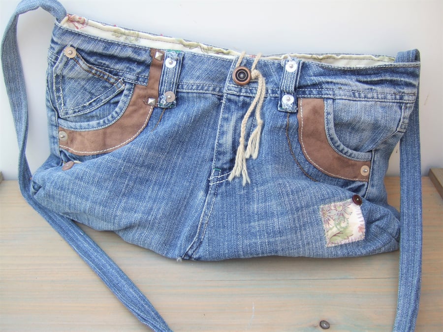 SALE Upcycled Jeans Shoulder Bag 