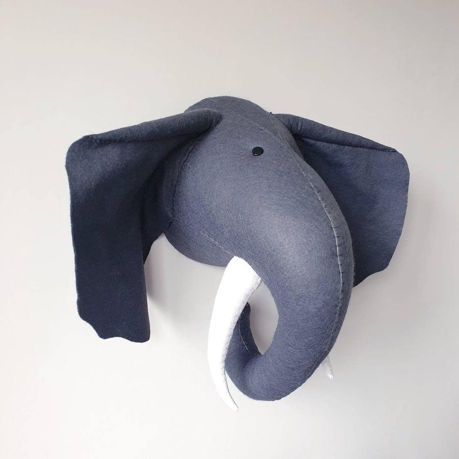 ELEPHANT - Felt Faux Taxidermy - Wall Mounted Animal Head