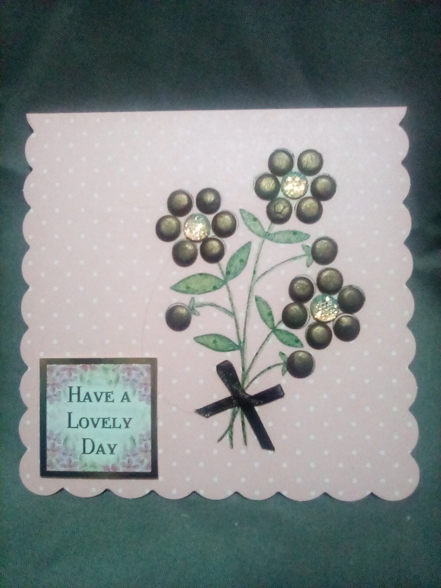 Blank floral watercolour and embellished handmade card