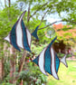 Stained Glass Angel Fish Suncatcher - Handmade Decoration -  Blue