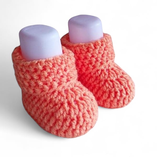 Handmade Crochet Orange Baby Booties Unisex Slippers for Newborn 0 to 3 Months