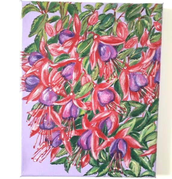 'My mum's fuschias' original painting.  