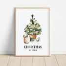 Personalised Christmas tree print wall decor 