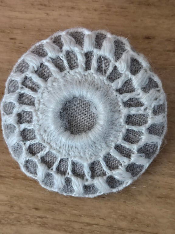 Fabric brooch, Crochet brooch,round brooch