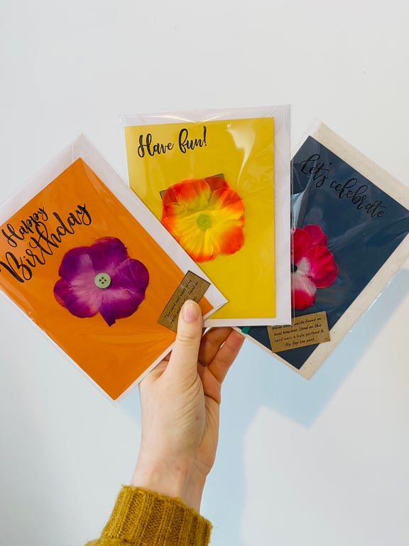 Beach Waste Greetings Cards set of 3 -  Rainbow Flowers