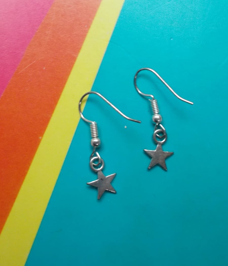 Tiny Silver Star Earrings