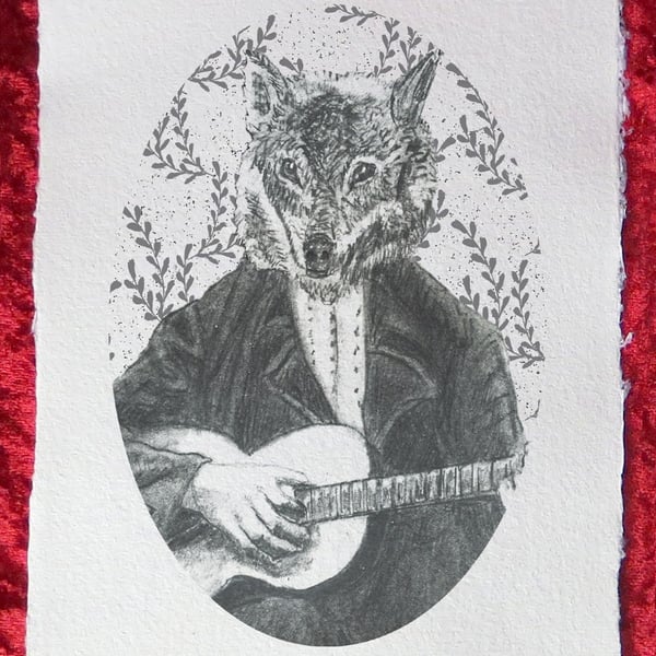 The Old Tunes - Handmade Khadi Paper Giclée Print - David W. J. Lloyd - Guitar