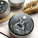 Moon Hares storage tin buttons, stitch markers, beads, knitting and sewing