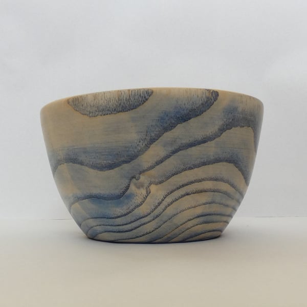 Handmade One of a Kind Woodturned Blue Coloured Sycamore Wooden Bowl