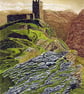 The Tower on the Tor: A Hillside Landscape in Pastel - Image 1