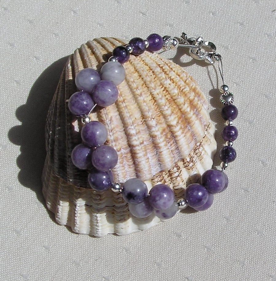 Purple Lepidolite Crystal Gemstone Chakra Bracelet "Lavender Dawn"