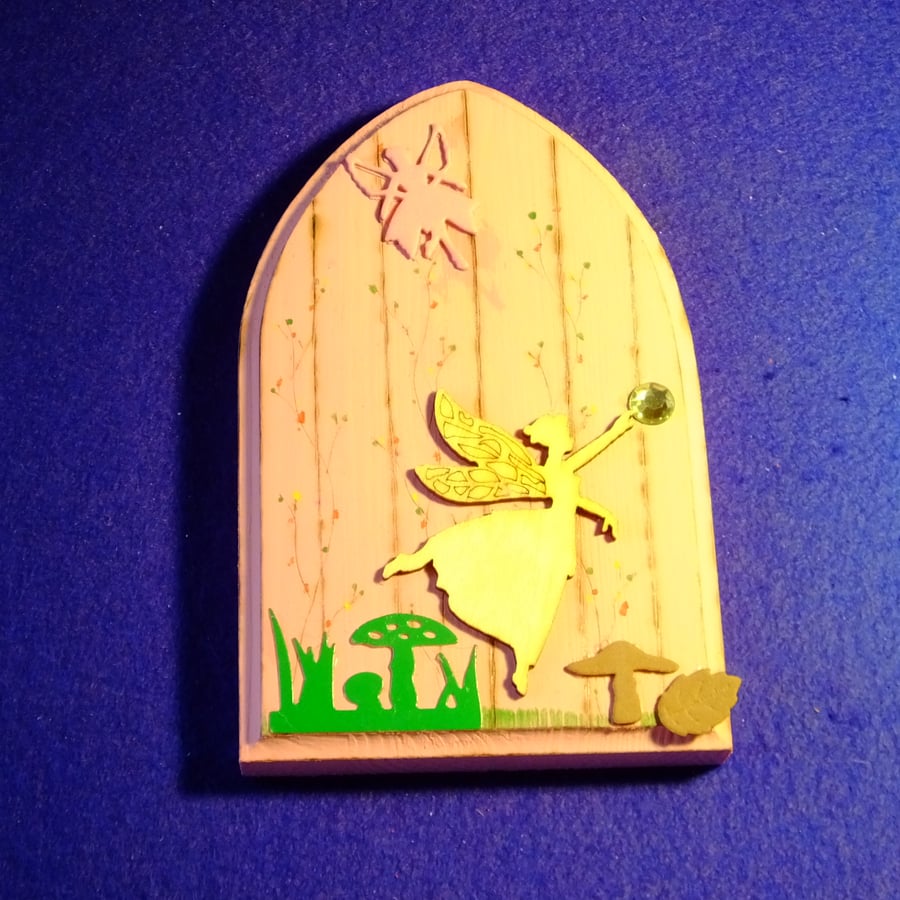 Magical fairy or hobbit handcrafted door for home or garden decoration ornament