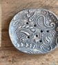 Handmade Pottery Grey Paisley Soap Dish