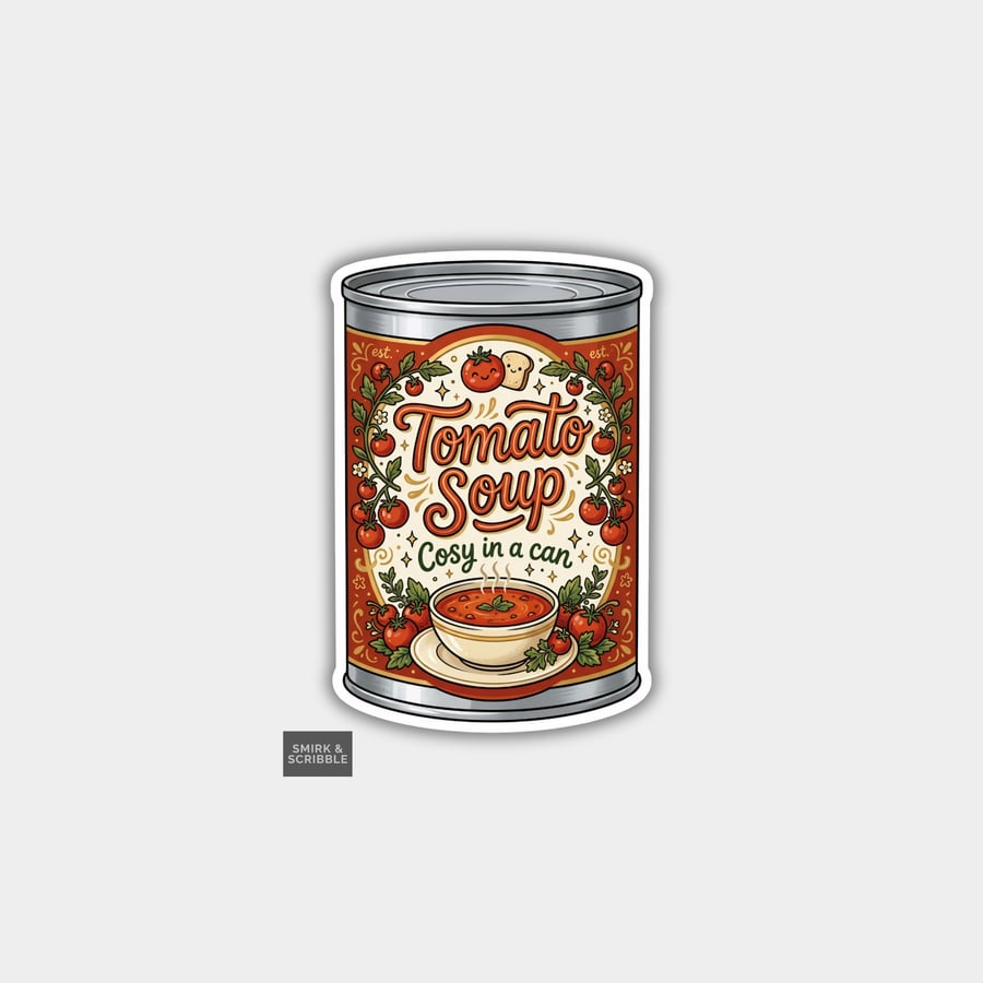 Image of Grocery Food Tin Vinyl Sticker For Adults - Tomato Soup