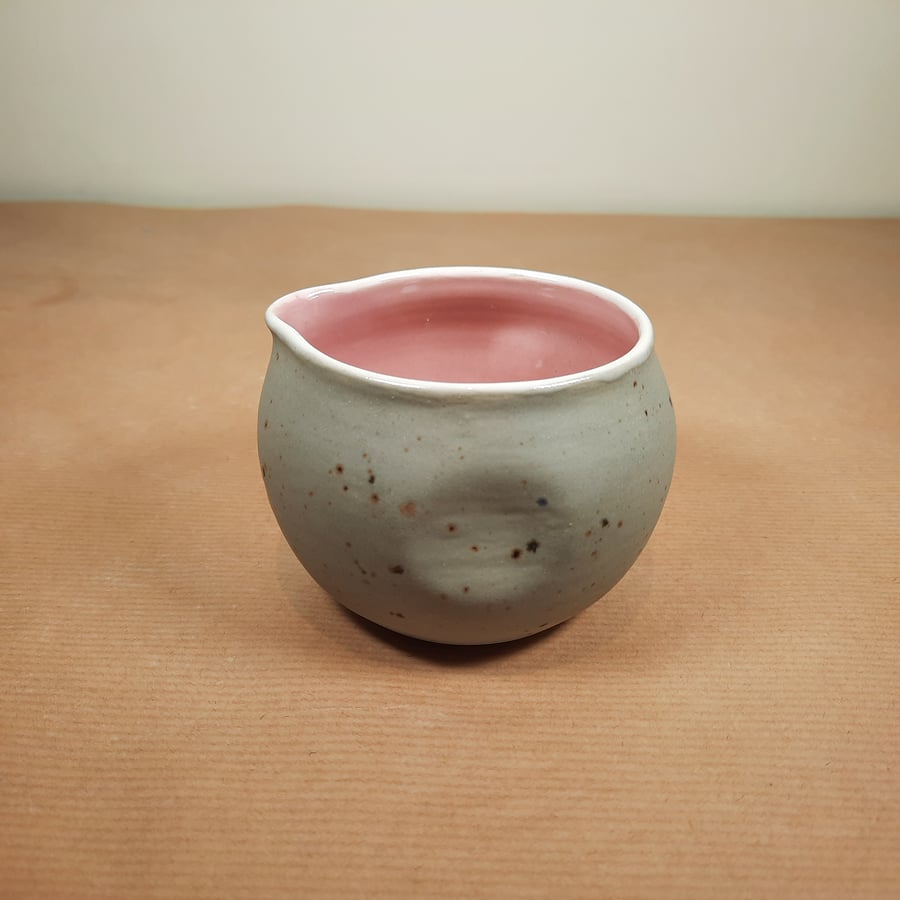 SMALL DIMPLED PINK AND GREY CERAMIC POURER JUG - Christmas gift