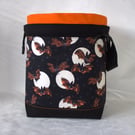 Large Cotton Canvas Drawstring Project Bag Full Moon Bats