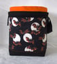 Large Cotton Canvas Drawstring Project Bag Full Moon Bats