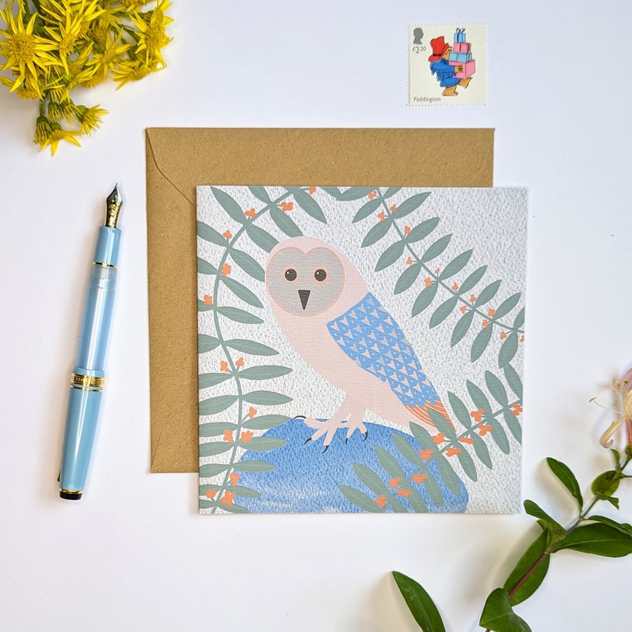 Barn Owl Blank Greetings Card - Birthday Card - Bird - Free Postage