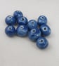 10 Small Ice Blue Glazed Clay Beads - Image 1