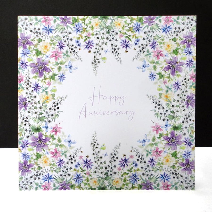 British Garden Floral Anniversary Card
