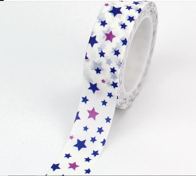 2 x Scattered Star pattern, Decorative Washi Tape, Card making, Journals 10m