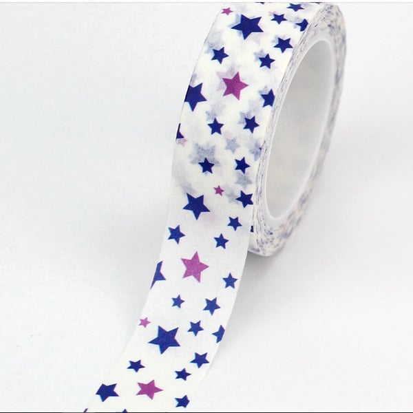 2 x Scattered Star pattern, Decorative Washi Tape, Card making, Journals 10m