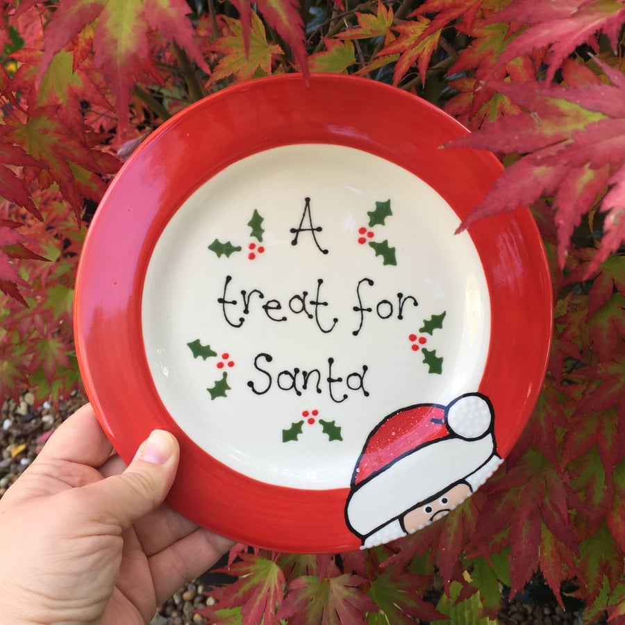 SALE Ceramic "Treat for Santa" Plate