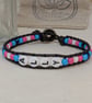 Trans ally bead and black leather bracelet with button fastener, LGBTQ  - Image 8