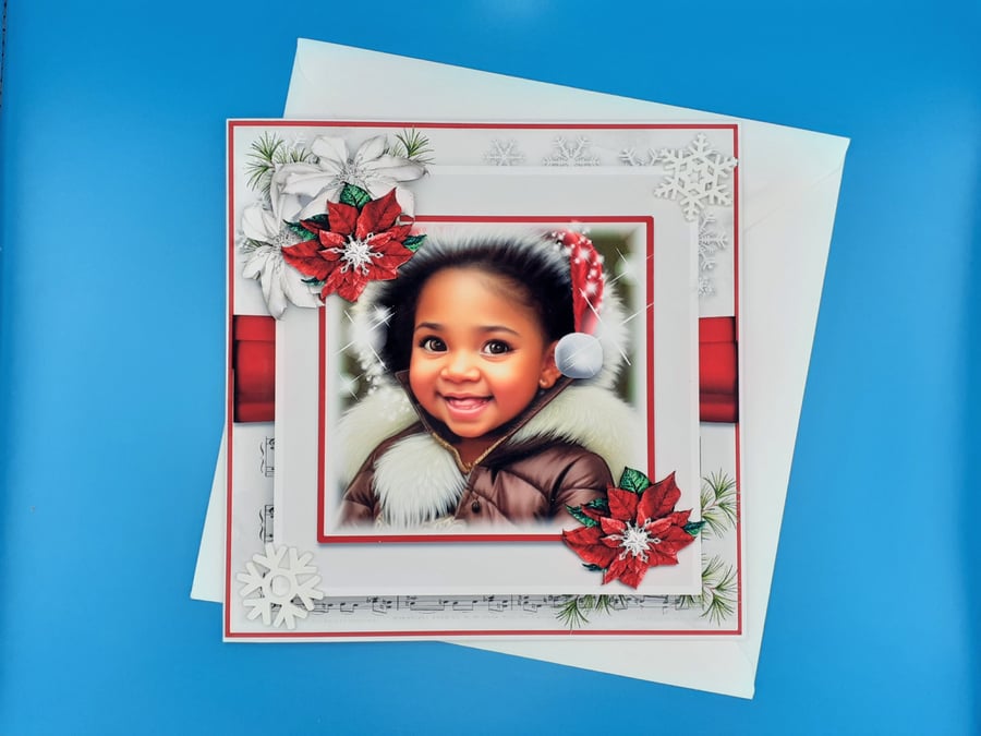 Ethnic Children's Christmas Card, 3d, Daughter, Granddaughter, Neice 