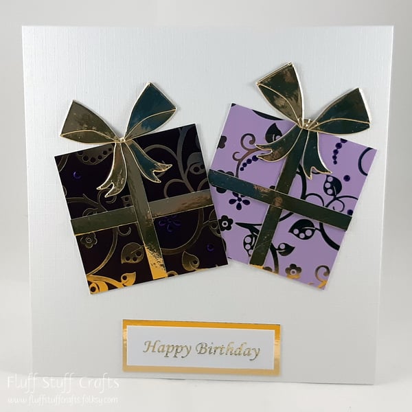 Handmade birthday card - gift boxes