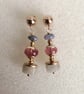 Gemstone earrings, Tanzanite, strawberry quartz & beryl. - Image 4
