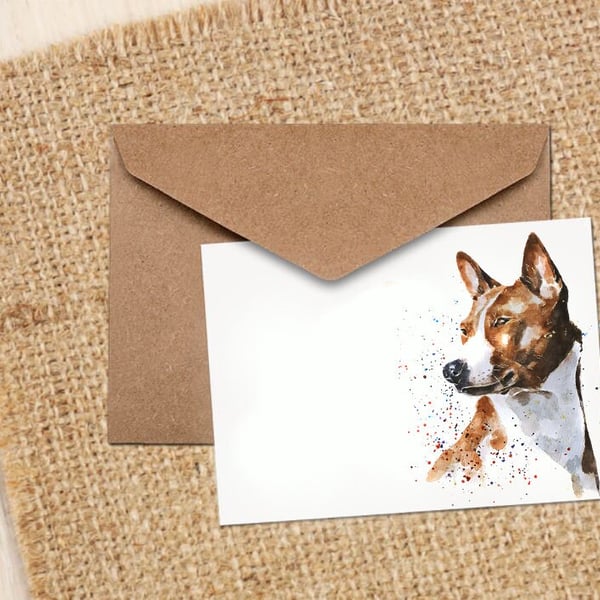 Basenji dog GreetingNote Card.Basenji dog cards,Basenji dog note cards, Basenji 
