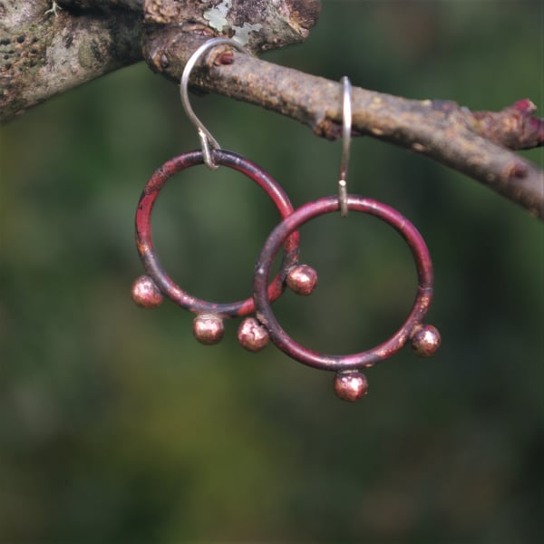 Copper Seed Pod Circle Earrings