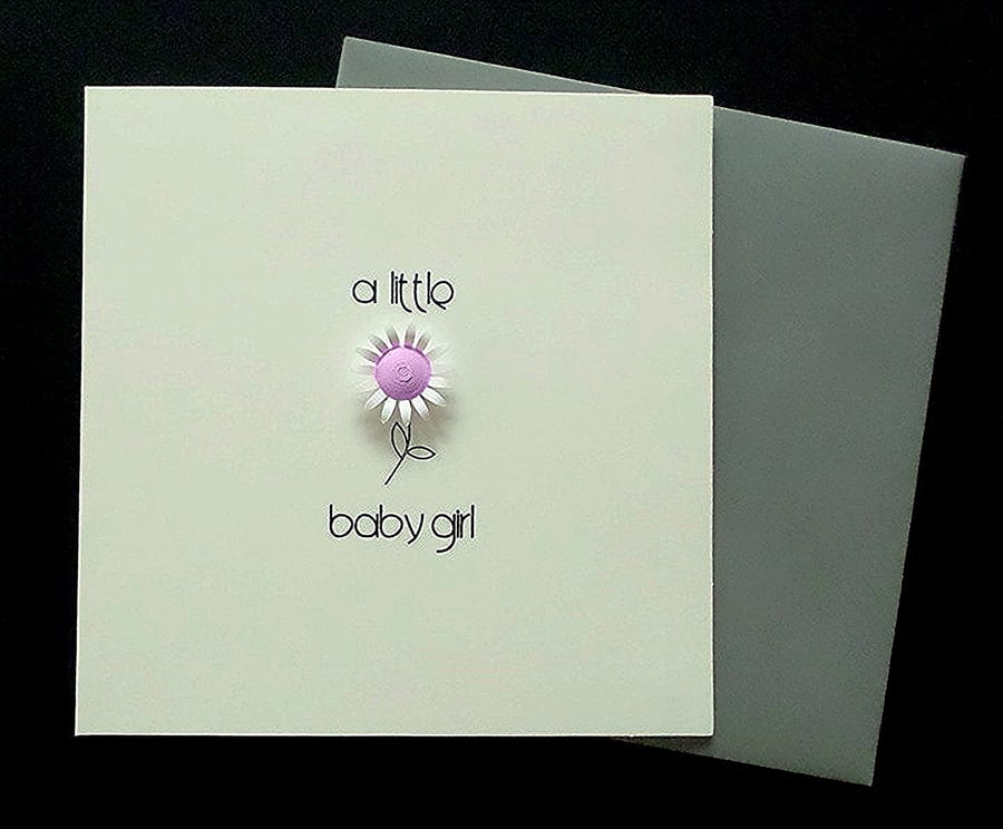New Baby Girl Card with Handmade Quilled Daisy
