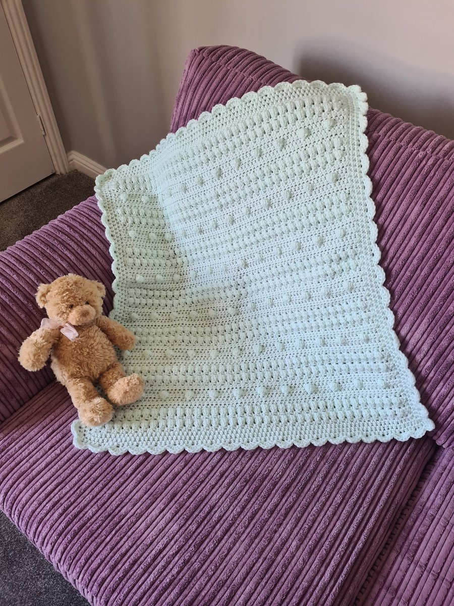 Crochet Baby Blanket Ready Made Bobble Row Folksy