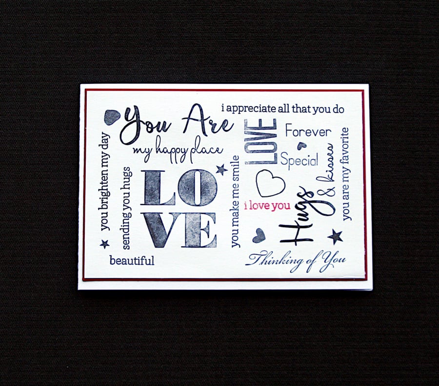 Loving Words - Handcrafted Valentine or Anniversary Card - dr21-0011