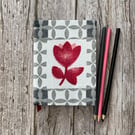 Handbound A6 'Spring Tulips' 1950's Vintage Barkcloth Fabric Sketchbook Journal