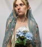 Blue Floral Lace Wedding Veil With Embroidered Flowers - Ava Jane - Image 2