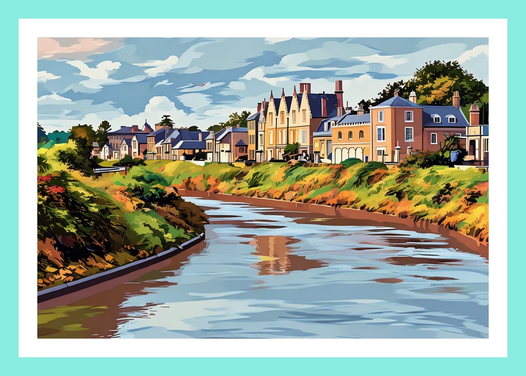 Wisbech Market Town Cambridgeshire A5 Greeting Card 