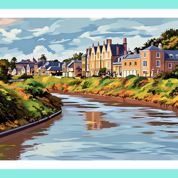 Wisbech Market Town Cambridgeshire A5 Greeting Card 