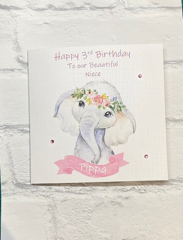 Elephant Personalised Birthday Card For Her Girls Card Happy Birthday 
