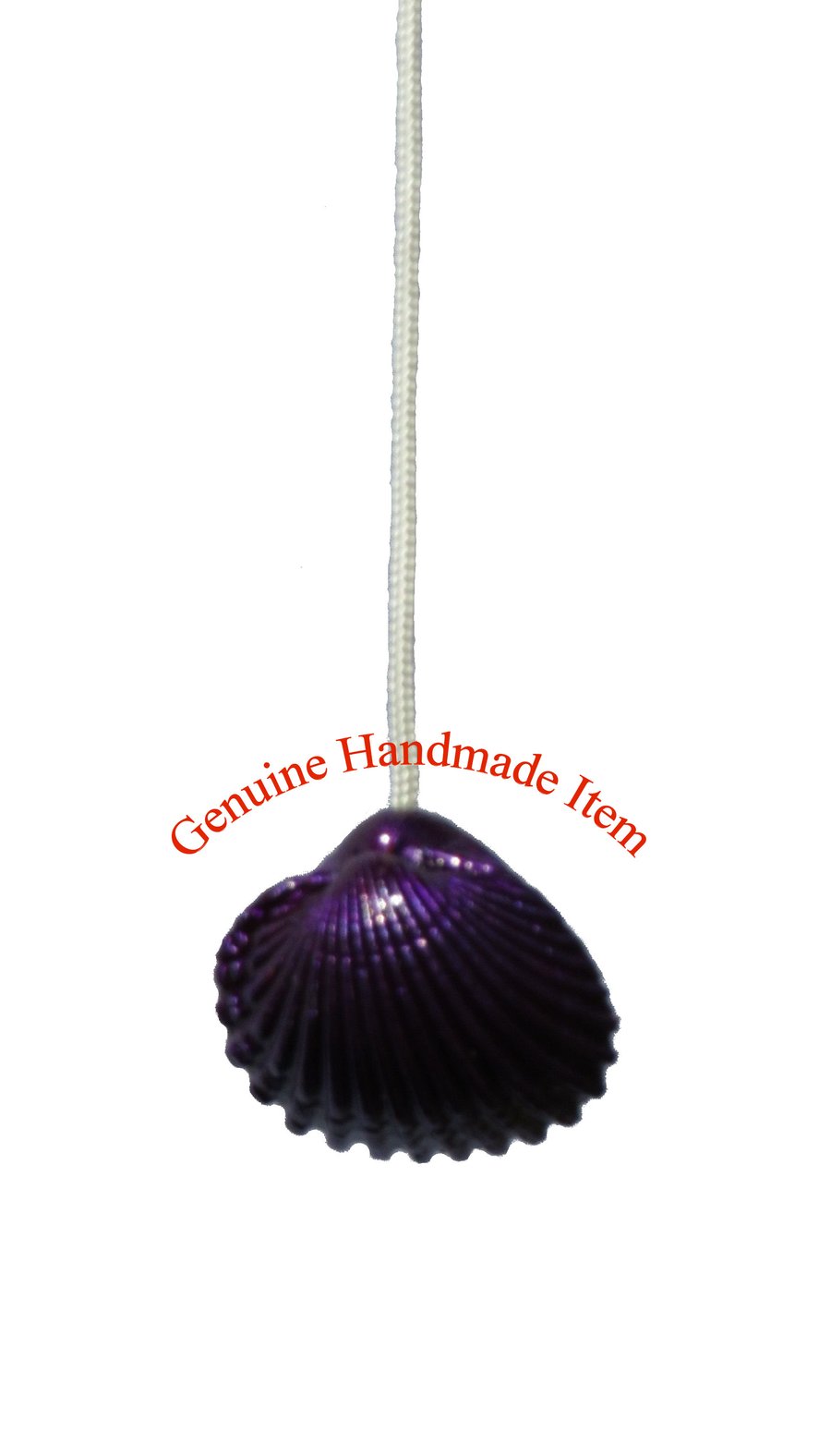 Purple shell light pull handle nautically themed, beach found cockle.