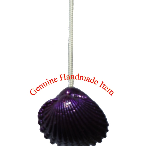 Purple shell light pull handle nautically themed, beach found cockle.