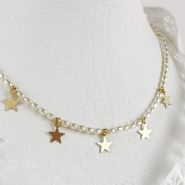 Starry Pearl Necklace in 14k Gold Filled