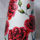 Recycled glass red rose vase