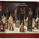 Hand made Snowy village advent calender ( 1 Christmas earrings)