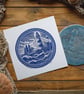 Storm Force (round) - original linocut print - 10x10"
