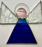 Stained Glass Triangle Angel - Royal blue with deep-textured clear wings - Image 5